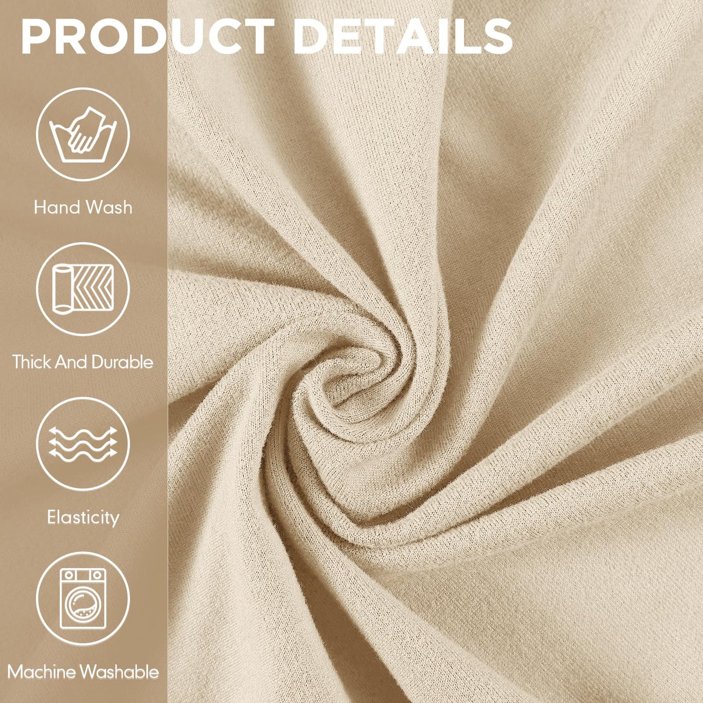 Peryiter 3 Pcs Couch and Loveseat Covers Set Sofa Cover for Couch Sofa Slipcover for Living Room Arm Chair Furniture Protector(Cream,Milk Silk Spandex)
