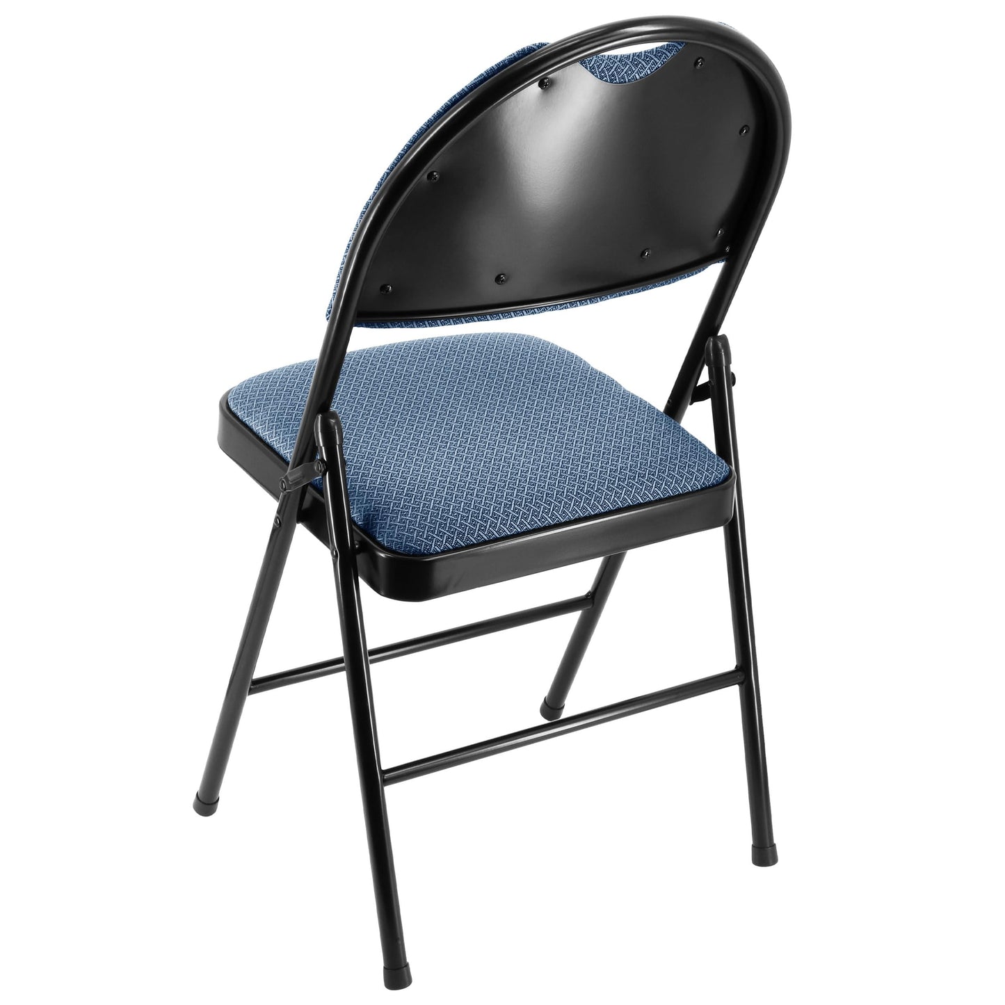 Elama 4 Piece Metal Indoor/Outdoor Folding Dinner Chairs with Padded Seats and Top Handle (Blue1)