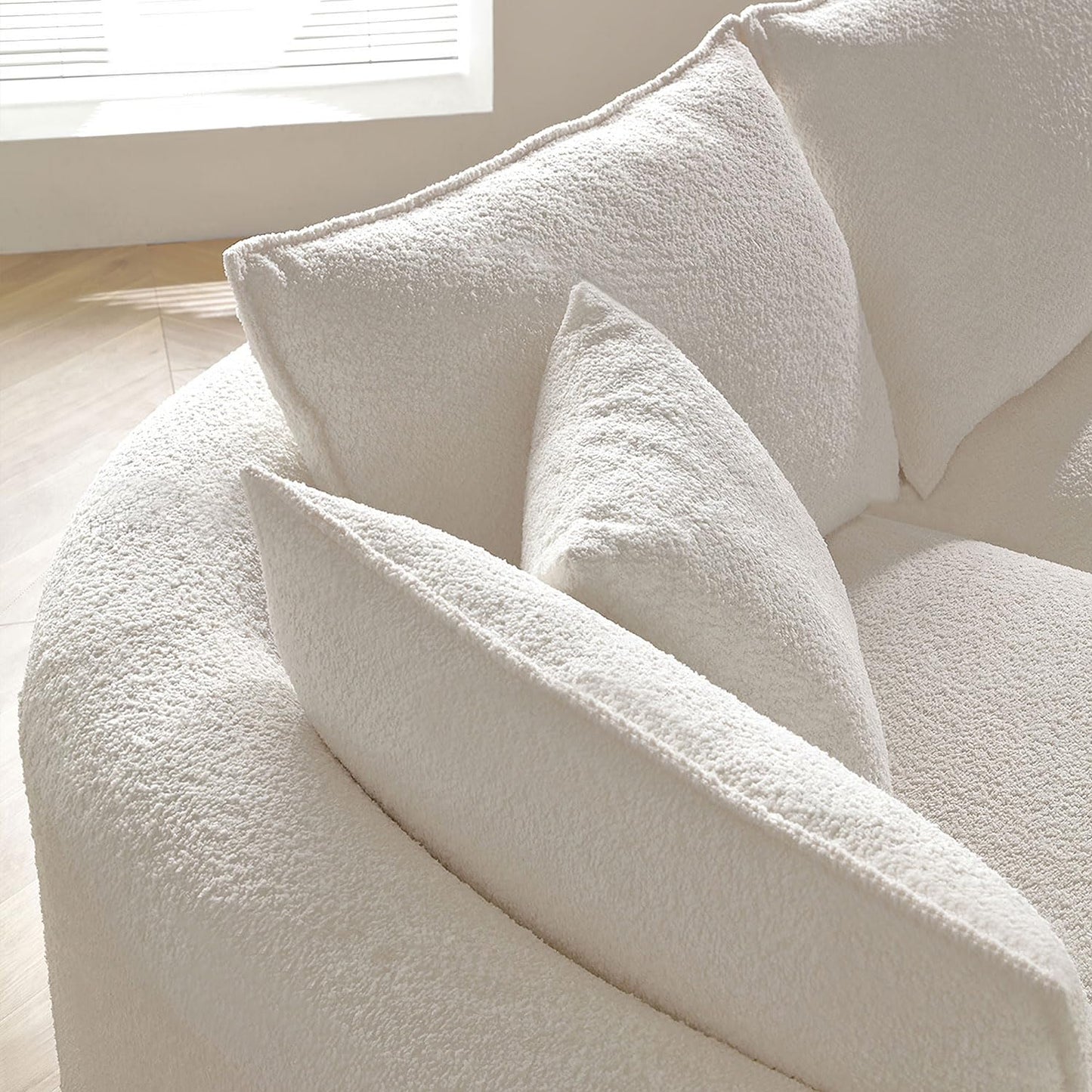 Modern Curved Sectional Sofa for Living Room, 125" L-Shape Corner Couch, Beige Boucle Upholstery Furniture, semicircular Chaise