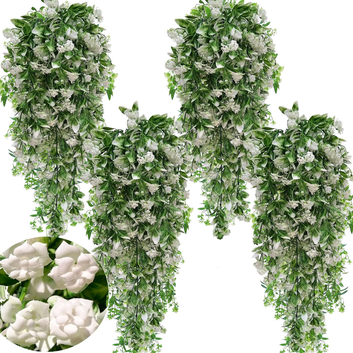 Toprooms Artificial Hanging Flowers UV Resistant Vines Ivy Outdoor Decor