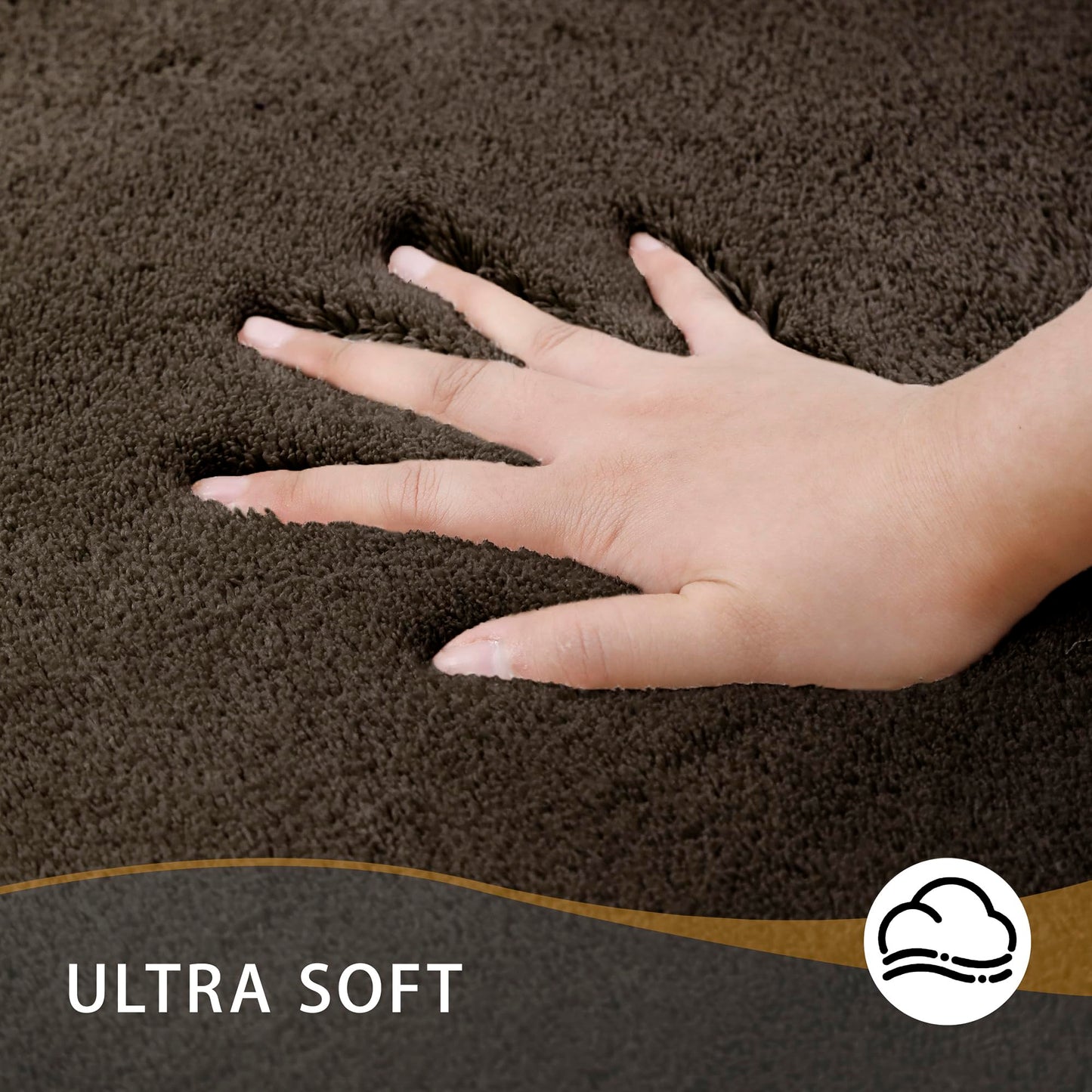 MINIDEAR Toilet Rugs 24x20 - U Shaped Brown Thick Memory Foam Contour Rugs,Ultra Soft & Plush Fluffy, Non-Slip, Quick Dry, Absorbent Washable Floor Microfiber Mat for Home Decor Accessories