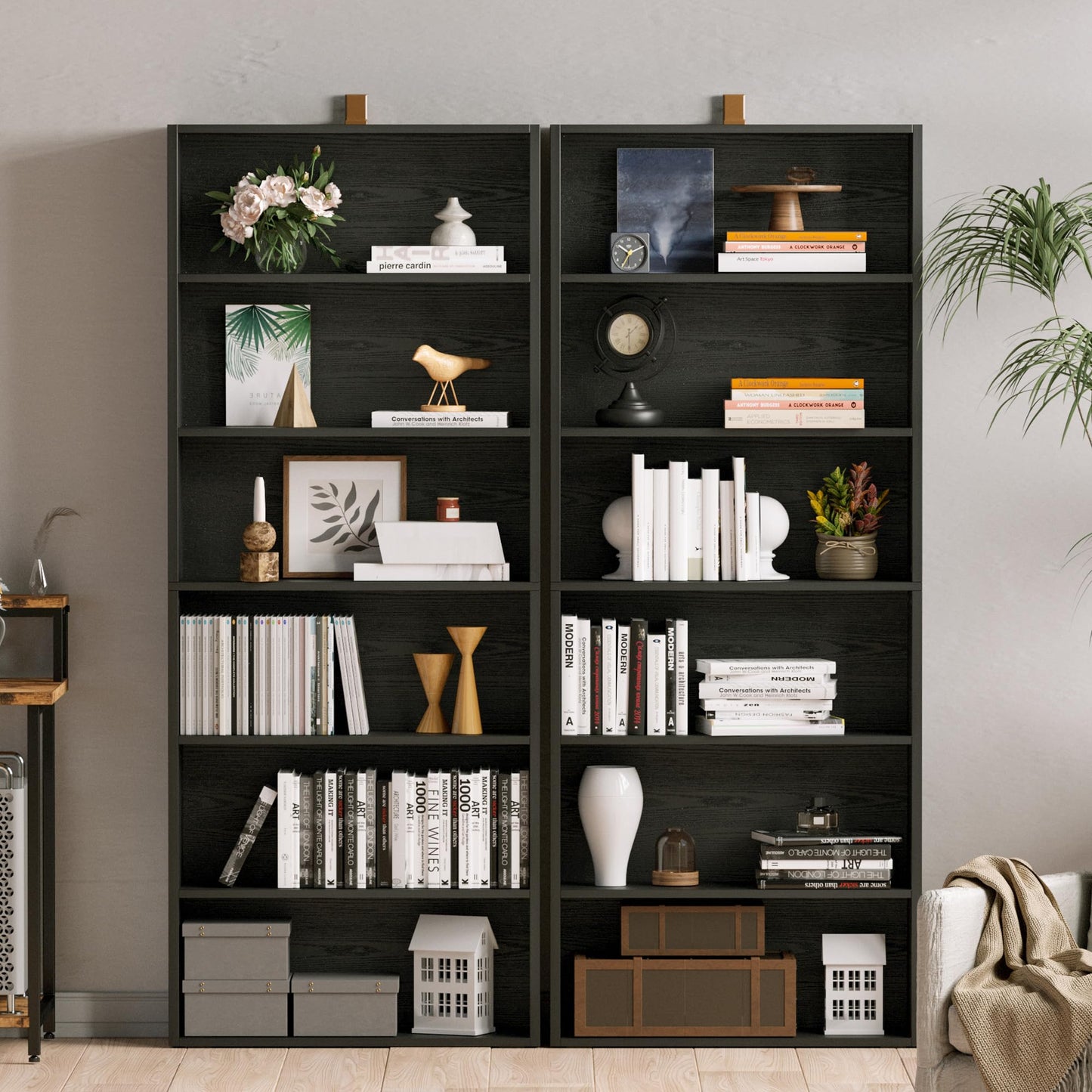 IRONCK Bookshelves and Bookcases Set of 2 Floor Standing 6 Tiers Display Storage Shelves 70 in Tall Bookcase Home Decor Furniture for Home Office, Living Room, Bed Room