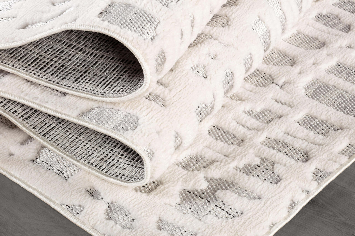 Beverly Rug Micro Loop Area Rug Gray/White 8x10 Abstract Modern Luxury Irregular Grid Durable Soft Indoor Rugs for Living Dining Room Office Stain Resistant Non Shedding Casual Indoor Carpet 8 x 10