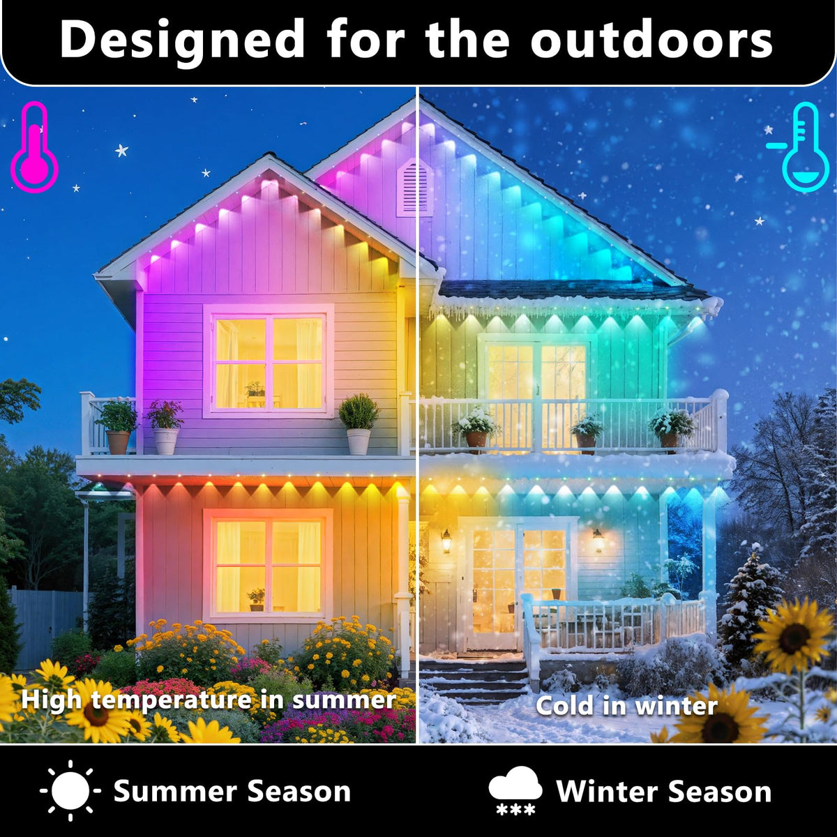 CETELUMA 500FT Permanent Outdoor RGB Lights - Waterproof Smart LED Eaves Lights with App/Remote Control, Music Sync & DIY Scenes, Perfect for Christmas, Halloween, Parties & Daily Decor