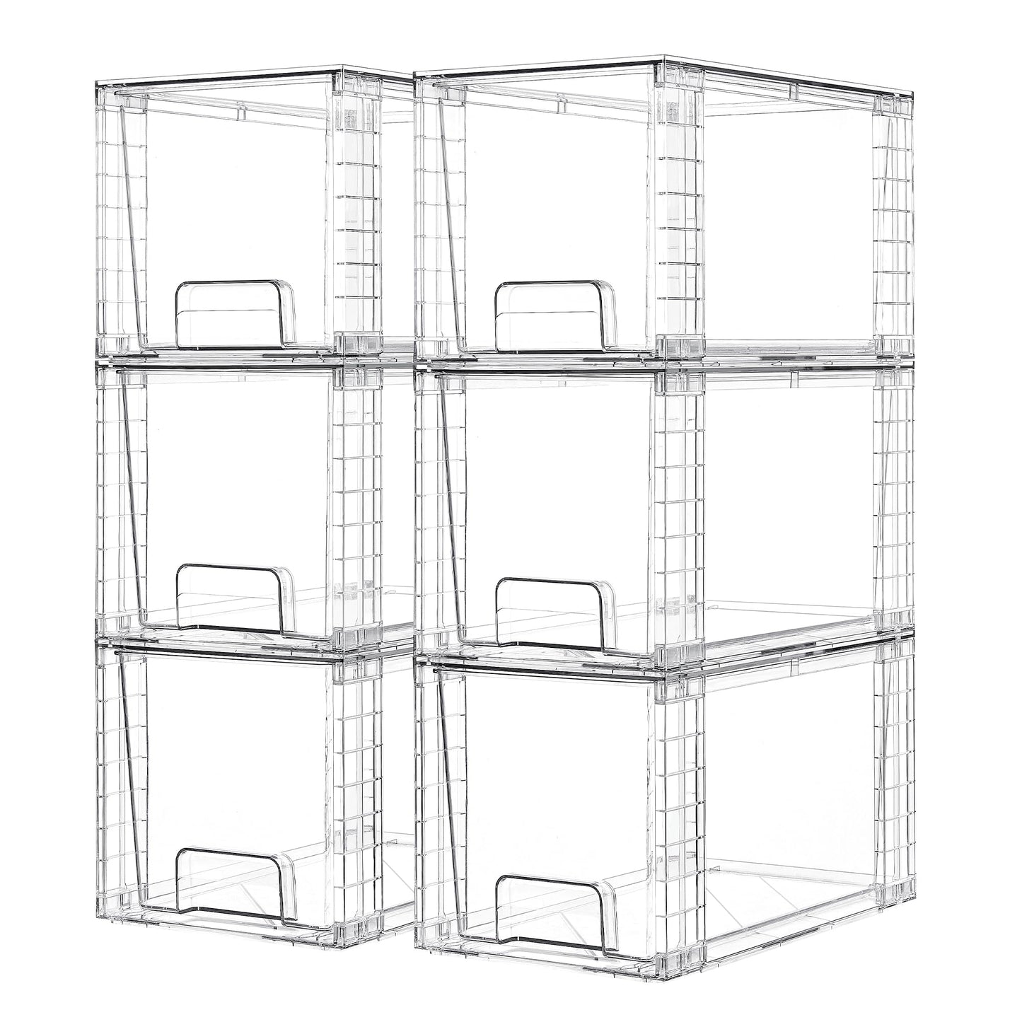 Vtopmart 6 Pack Large Stackable Storage Drawers,Easily Assemble Acrylic Bathroom Closet Undersink Organizers and Storage,Plastic Bins for Kitchen Cabinets,Pantry,Makeup,Medicine Organization