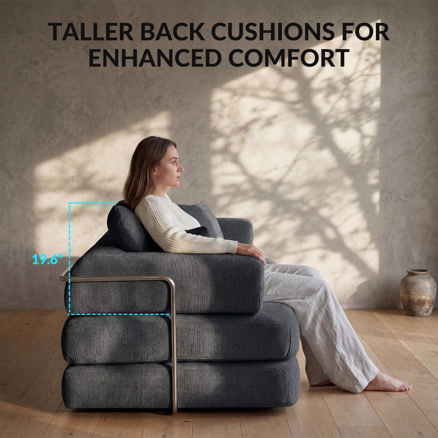 YasuSoofa Boneless Floor Sofa, 3-in-1 Convertible Loveseat Sleeper Futon, Modular Small Space Sofa Bed with High Headrests & Side Storage Pockets for Living Room, No Assembly, Bedroom, Apartment