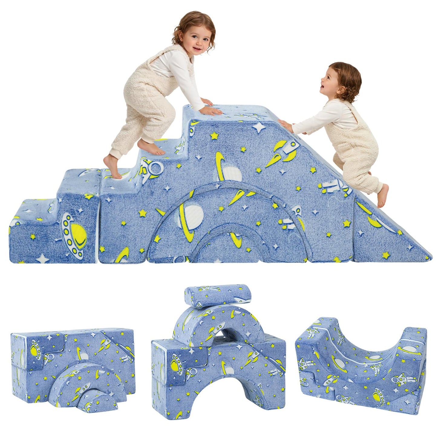 MeMoreCool Toddler Foam Climbing Couch – Modular Kids Sofa with Slide & Stair, Convertible Playroom Sectional for Crawling, Climbing & Kids’ Playtime