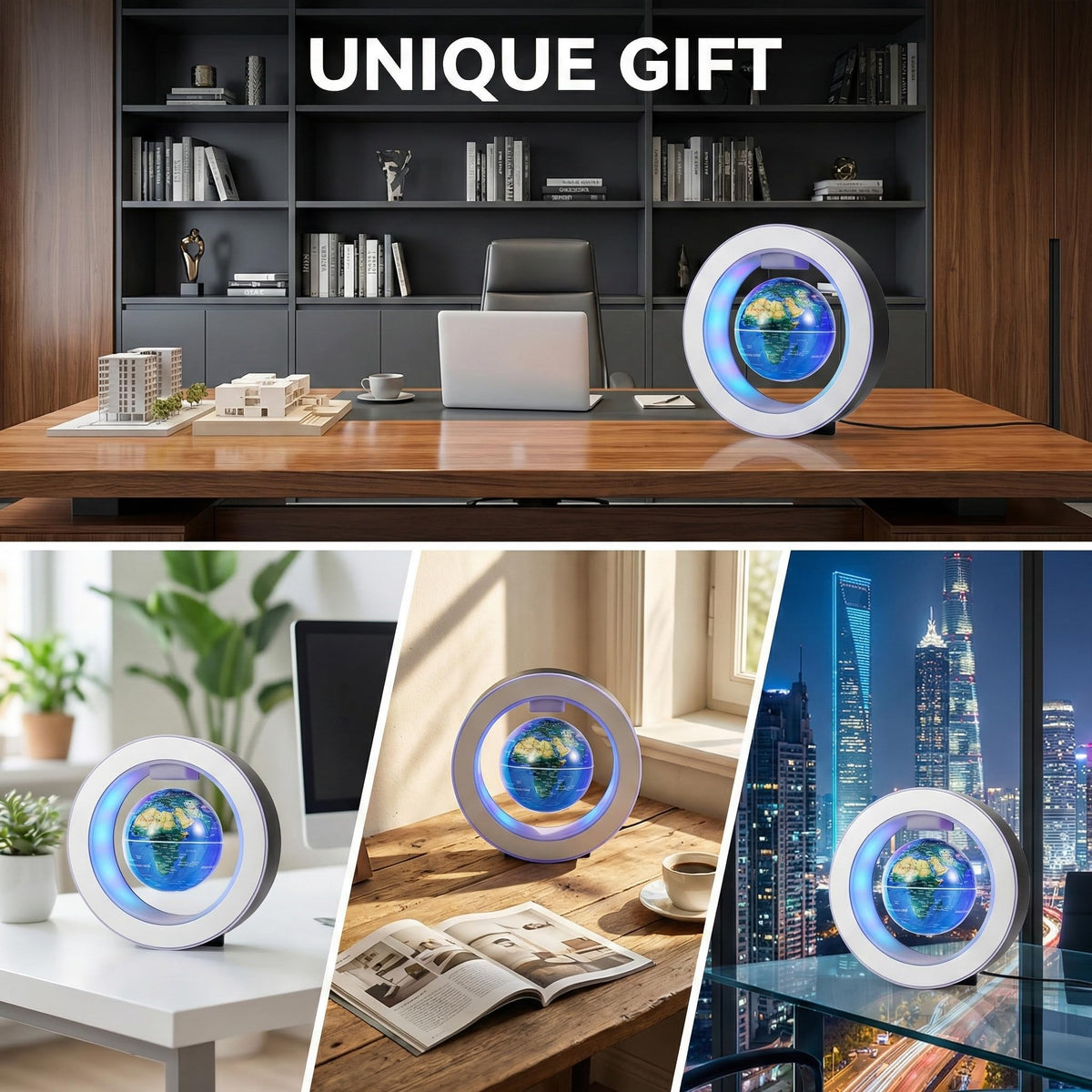 Magnetic Levitation Floating Globe 4" Constellation Geography LED Lights Rotating for Kids,Cool Office Desk Unique Men Gift Ideas or Birthday Tech Present Gadgets for Teenage Boys
