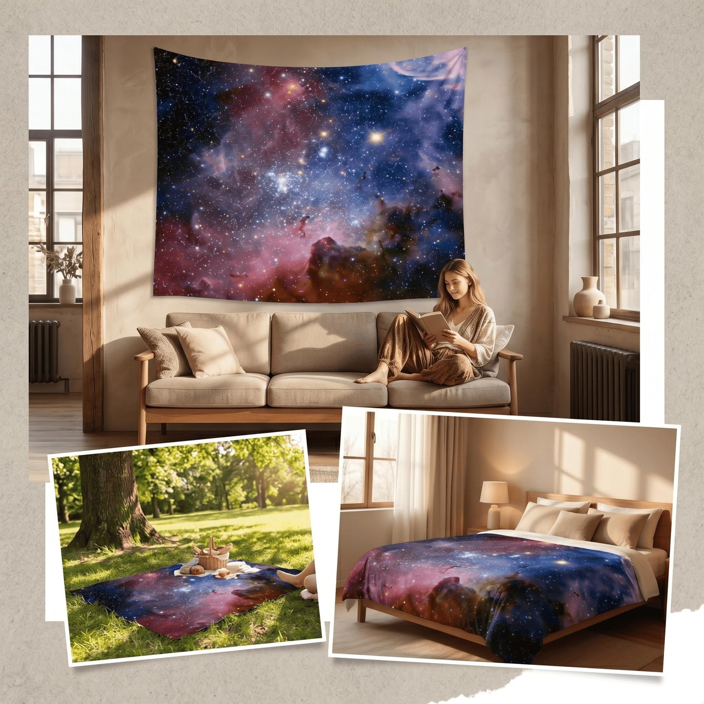 goodbath Large Tapstry, Space Universe Galaxy and Star in Outer Space Tapestries Wall Hangings for Living Room Bedroom Dorm, 90 x 60 Inch, Colorful