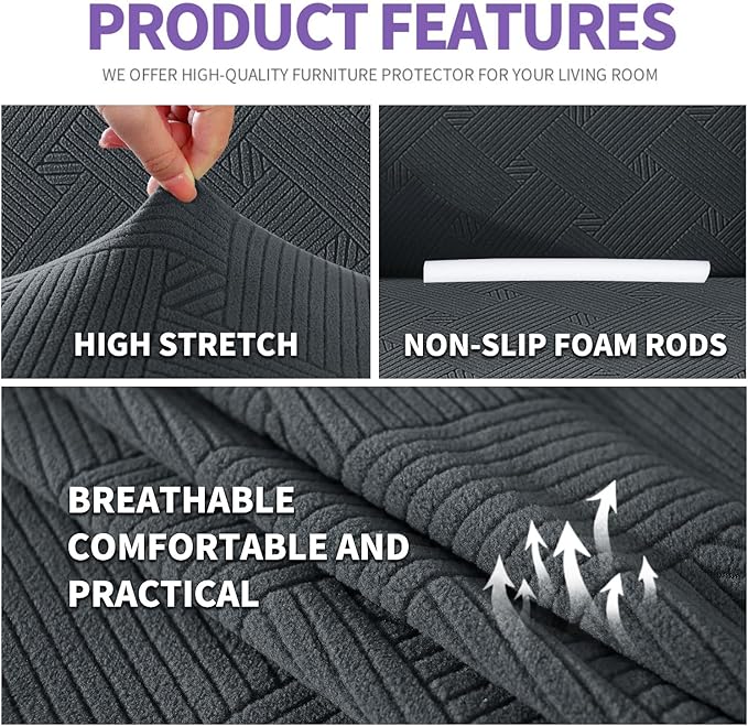 ZNSAYOTX Super Stretch Loveseat Covers, New Striped Love Seat Slipcover