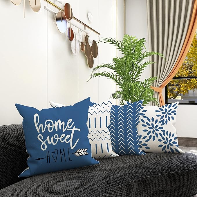 YCOLL Pillow Covers 16x16 Set of 4, Modern Sofa Throw Pillow Cover, Decorative