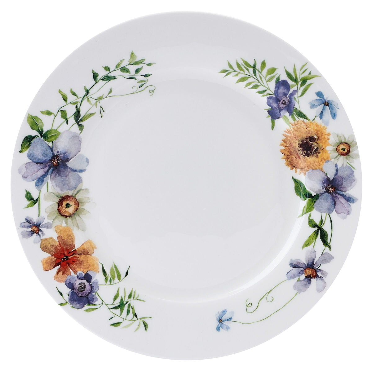 Mikasa Audrina Water Color Flowers Bone China Lightweight Chip Resistant 12 Piece Dinnerware Set, Service for 4, White
