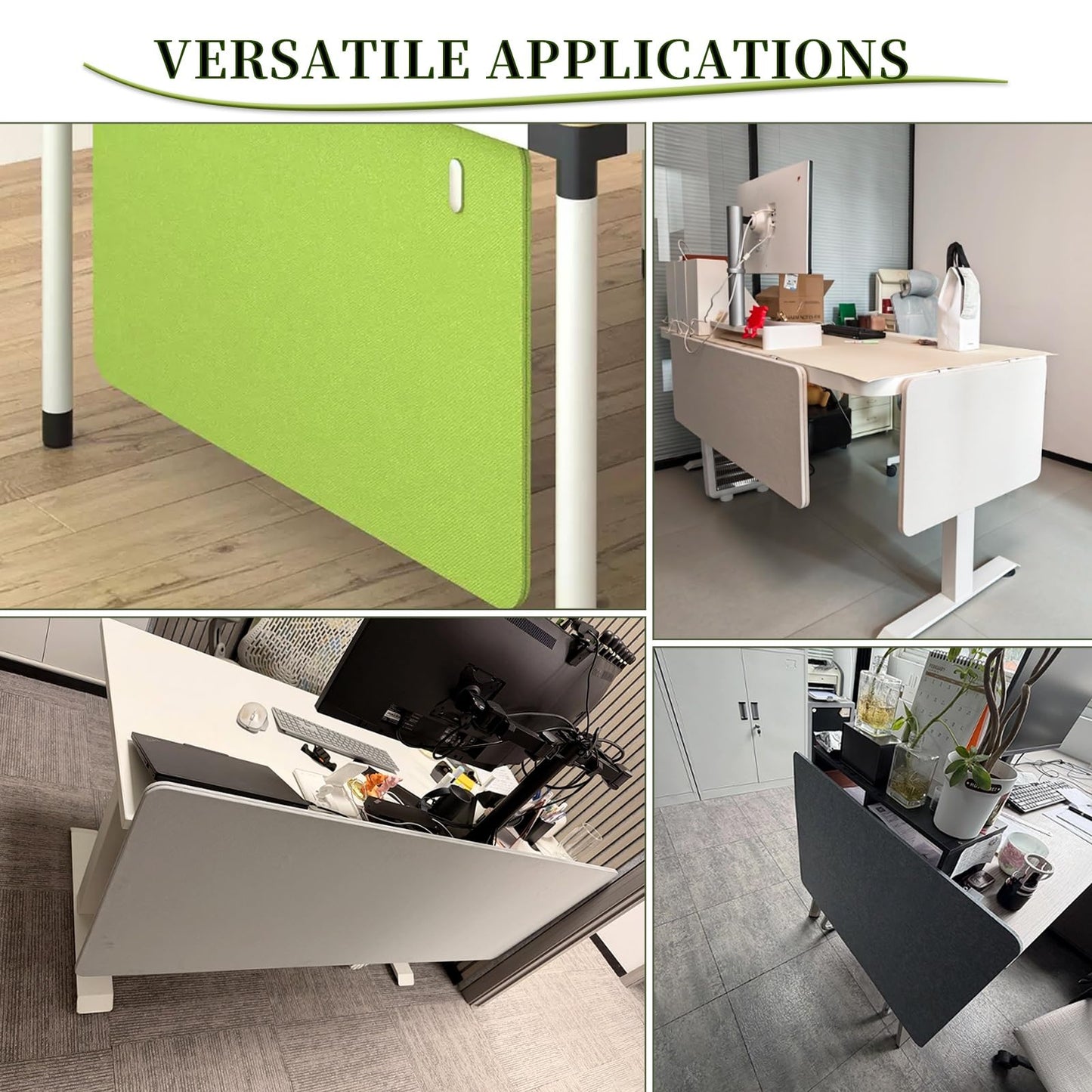 Privacy Desk Divider Panel - Adjustable Under Table Partition for Office Cubicles, Work from Home, Open-Plan Workspace (Black, 90x60cm)