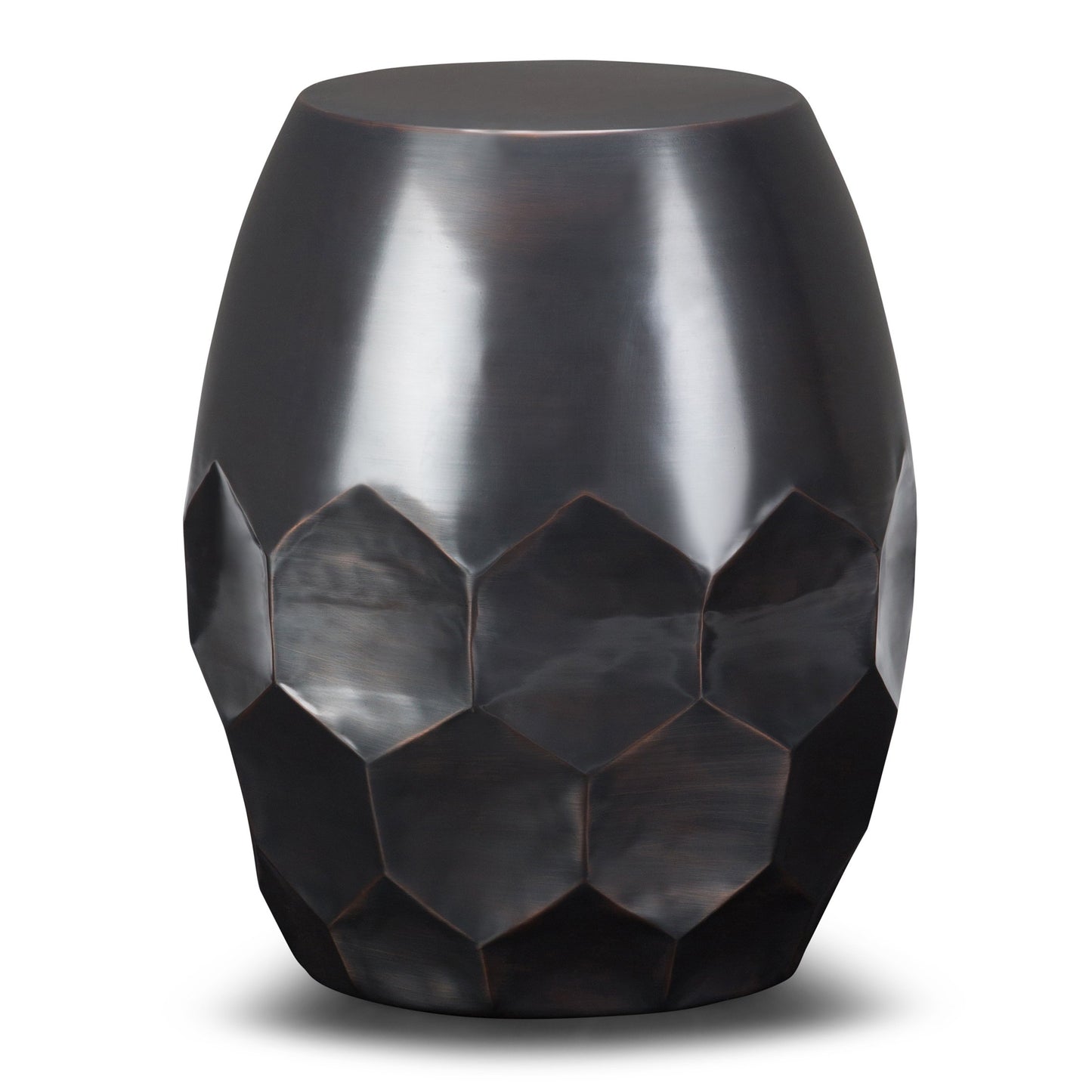 SIMPLIHOME Flanigan Metal Accent Table - 16 inch Wide Solid Metal Round Drum Side Table in Antique Copper, Industrial End Table or Coffee Table for Living Room with Honeycomb Design, Assembled
