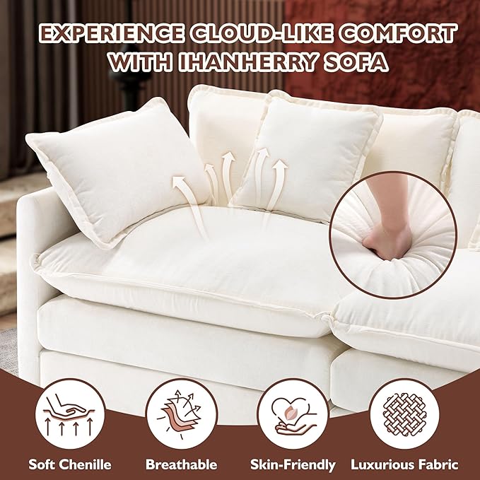 Ihanherry 146" U-Shaped Modern Sofa Modular Sectional Cloud Couch