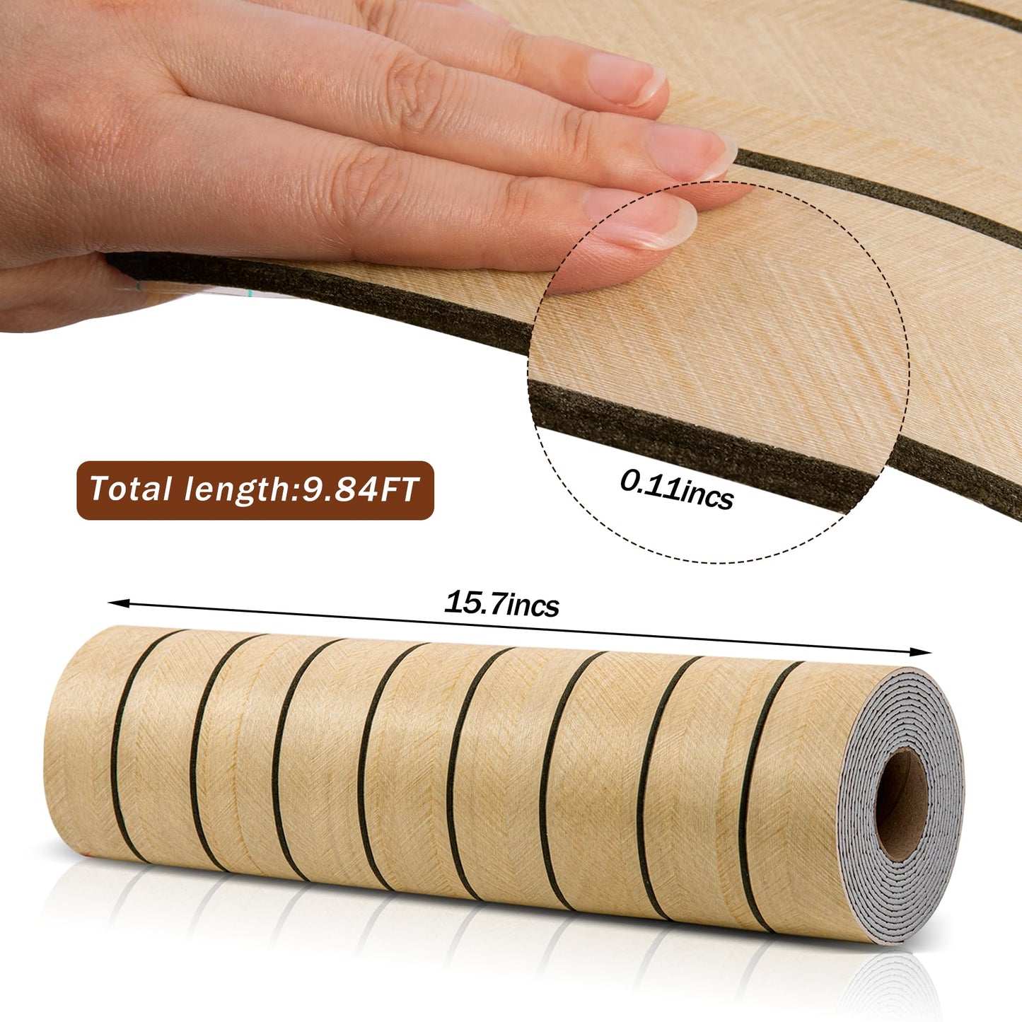 meiqidi 118" x 15.7" Peel and Stick Slat Wall Panel – Self-Adhesive 3D Wood Grain Wall Panels Waterproof PVC Fluted Paneling Wood Wallpaper for Living Room Ceiling Decor