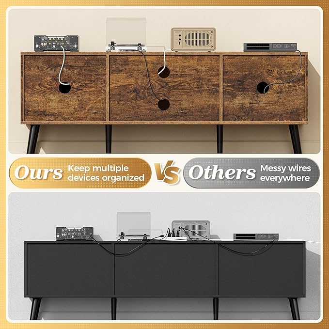 SUPERJARE TV Stand for 55 Inch TV, Entertainment Center