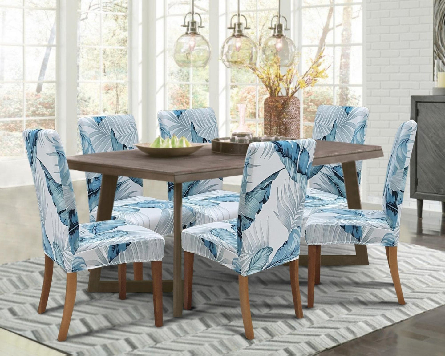 SPRINGRICO Chair Covers for Dining Room 6 Pack, Stretch Dining Chair Cover, Washable Spandex Kitchen Parsons Chair Slipcovers, Removable Seat Protector for Home or Party (Set of 6, Cassandra)
