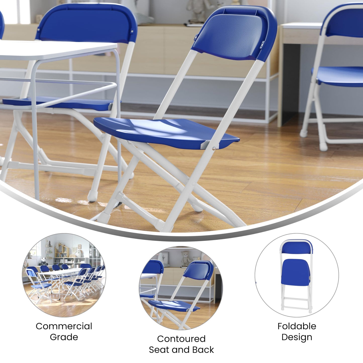 Flash Furniture 2 Pack Kids Blue Plastic Folding Chair