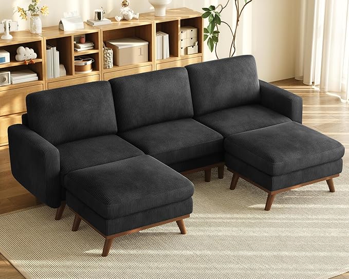 Vesgantti 97" Modular Sectional Sofa Black, U-Shaped Couch