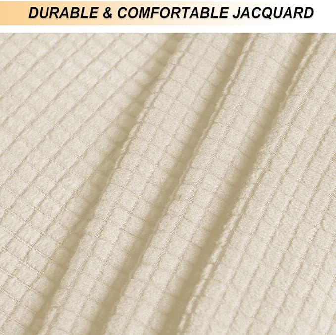 NeColorLife Stretch Ottoman Cover Square Soft Knitted Jacquard Washable Thick