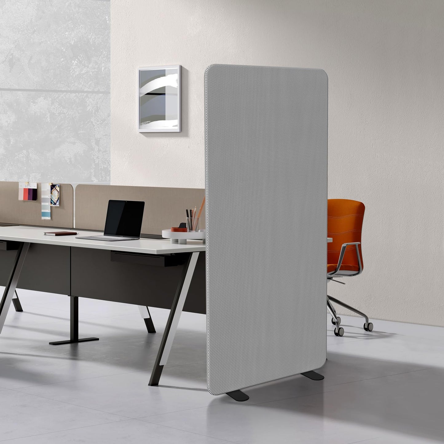 YNCLCS 65"× 29" Standing Room Dividers Panel, Office Partitions, High-Density Fabric, Heavy-Duty Steel Pipe, Privacy Divider Panel Wall for Office, Home, Study, Video Conference, Gray