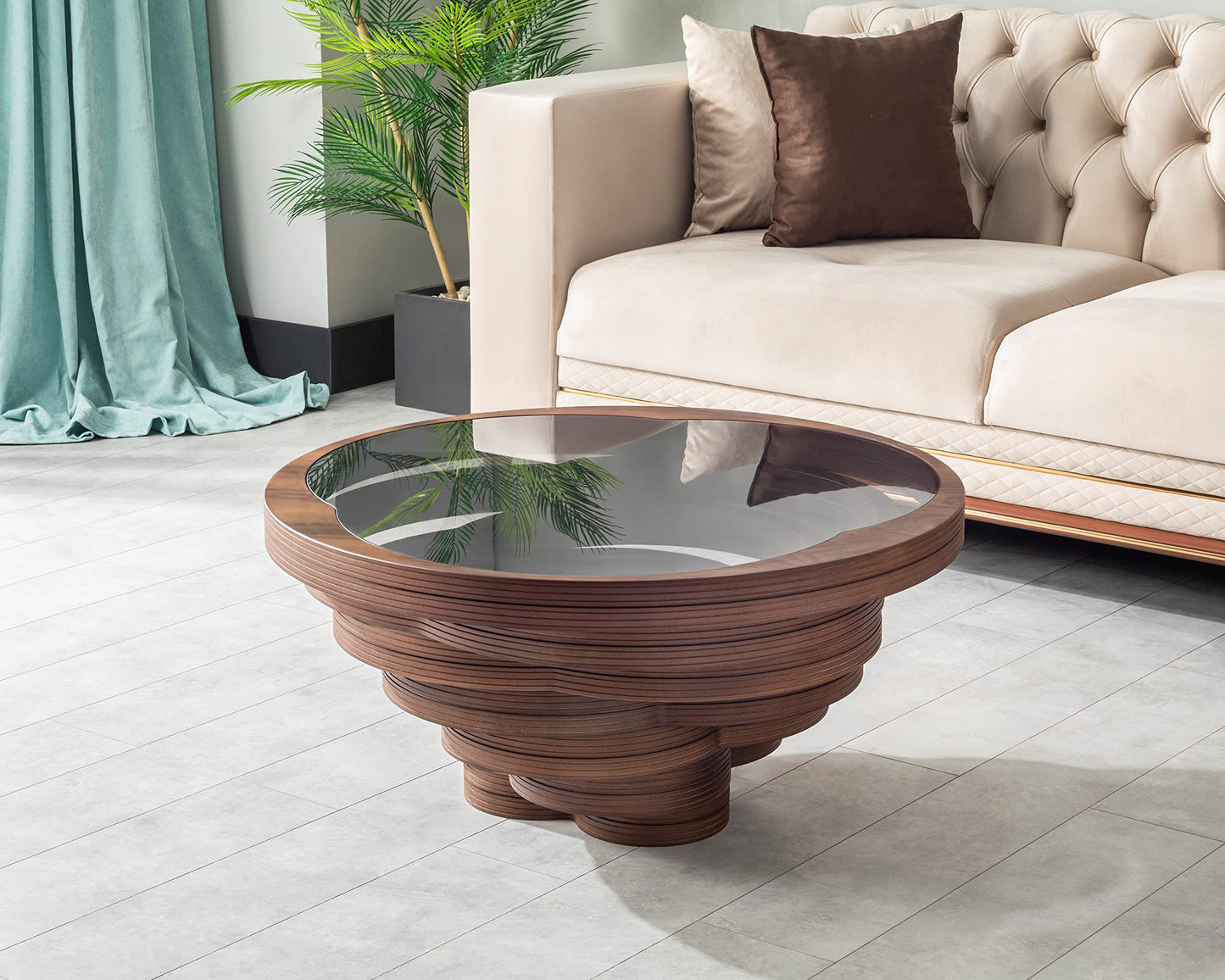 Papella modüler mobilya Natural Walnut Coated Coffee Table, Custom Designed Coffee Table, Wooden Rustic Coffee Table, Wood Living Room Furniture, Disassembled Modular Furniture, Lara Model