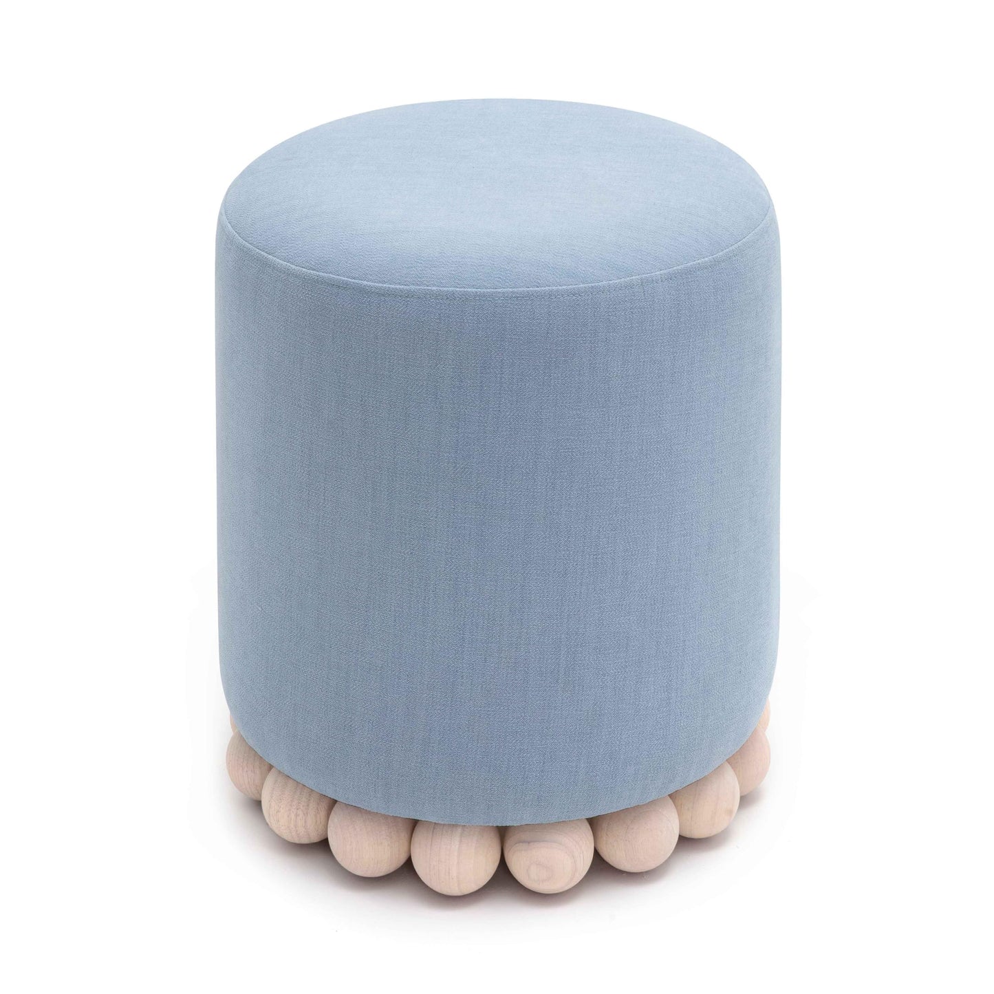 Tov Furniture Dex Faded Blue Upcycled Fabric Ottoman
