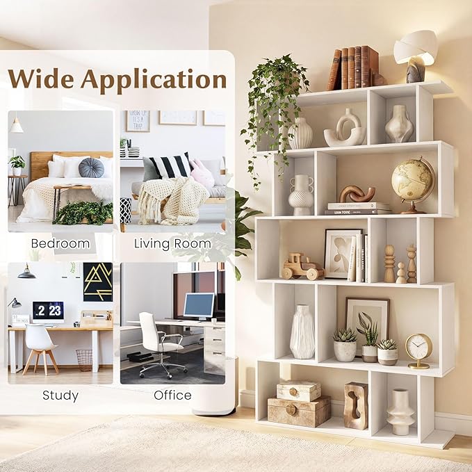Giantex 5-Tier Bookshelves Set of 2, 10-Cube Geometric Bookcase