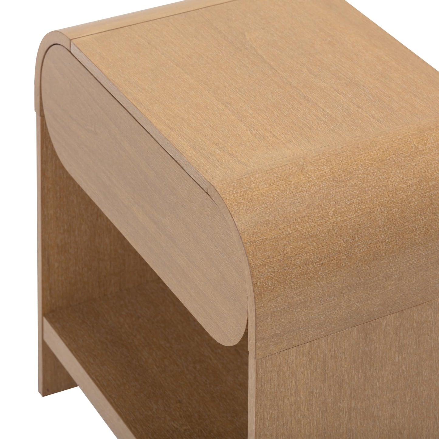 Nathan James Iris Mid-Century Modern Nightstand with Drawer, Wooden Bedside Table for Bedroom or Living Room with Rounded Silhouette