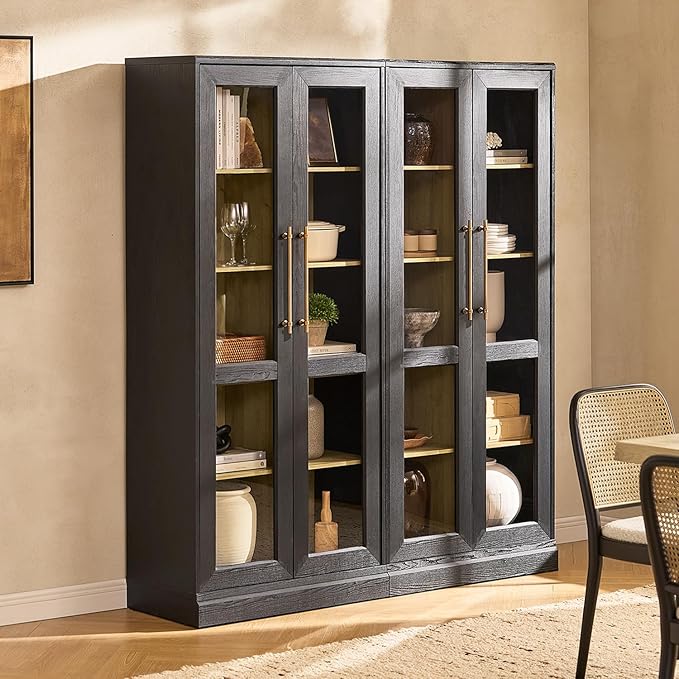 mopio Blake Tall Display Cabinet, Kitchen Buffet Pantry Cupboard, Trophy