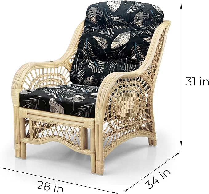 Malibu Lounge Living Accent Armchair Natural Rattan Wicker Handmade Design
