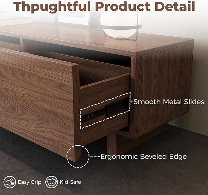 Extendable TV Stand for 65-100 Inches TVs – Walnut Entertainment Console