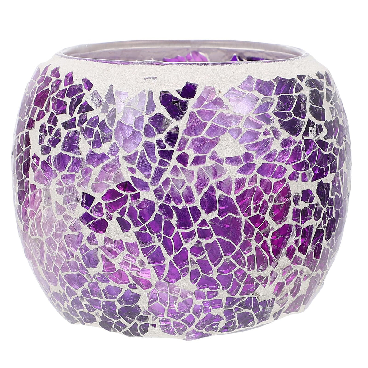 Generic European Style Purple Mosaic Glass Candleholder, Decorative Table Candlestick for Romantic Dinner, Home and Bar Dining Centerpiece