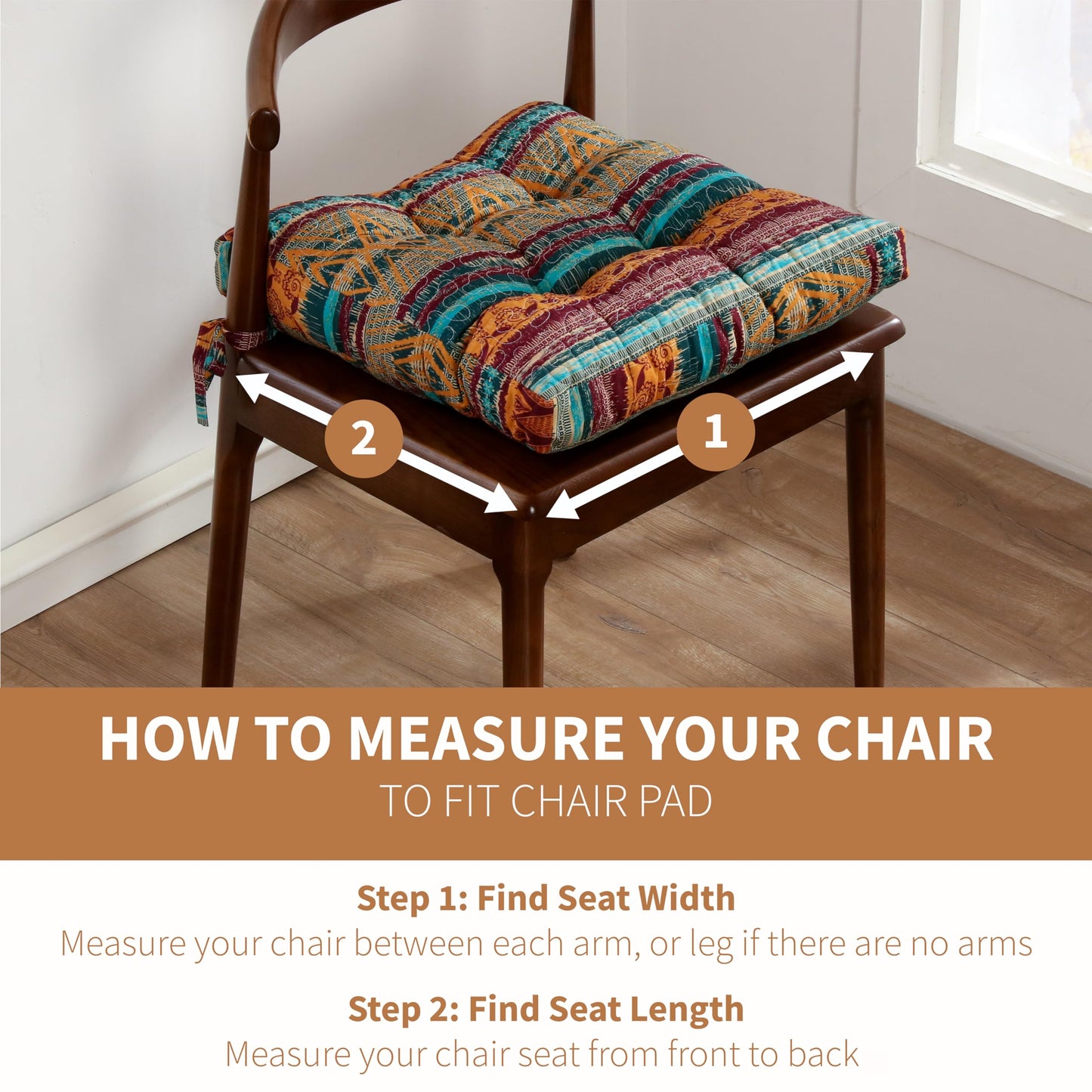 Greenland Home Triple-Cushioned 18x18-inch Chair Pad - Seat Cushion, Single, Southwest