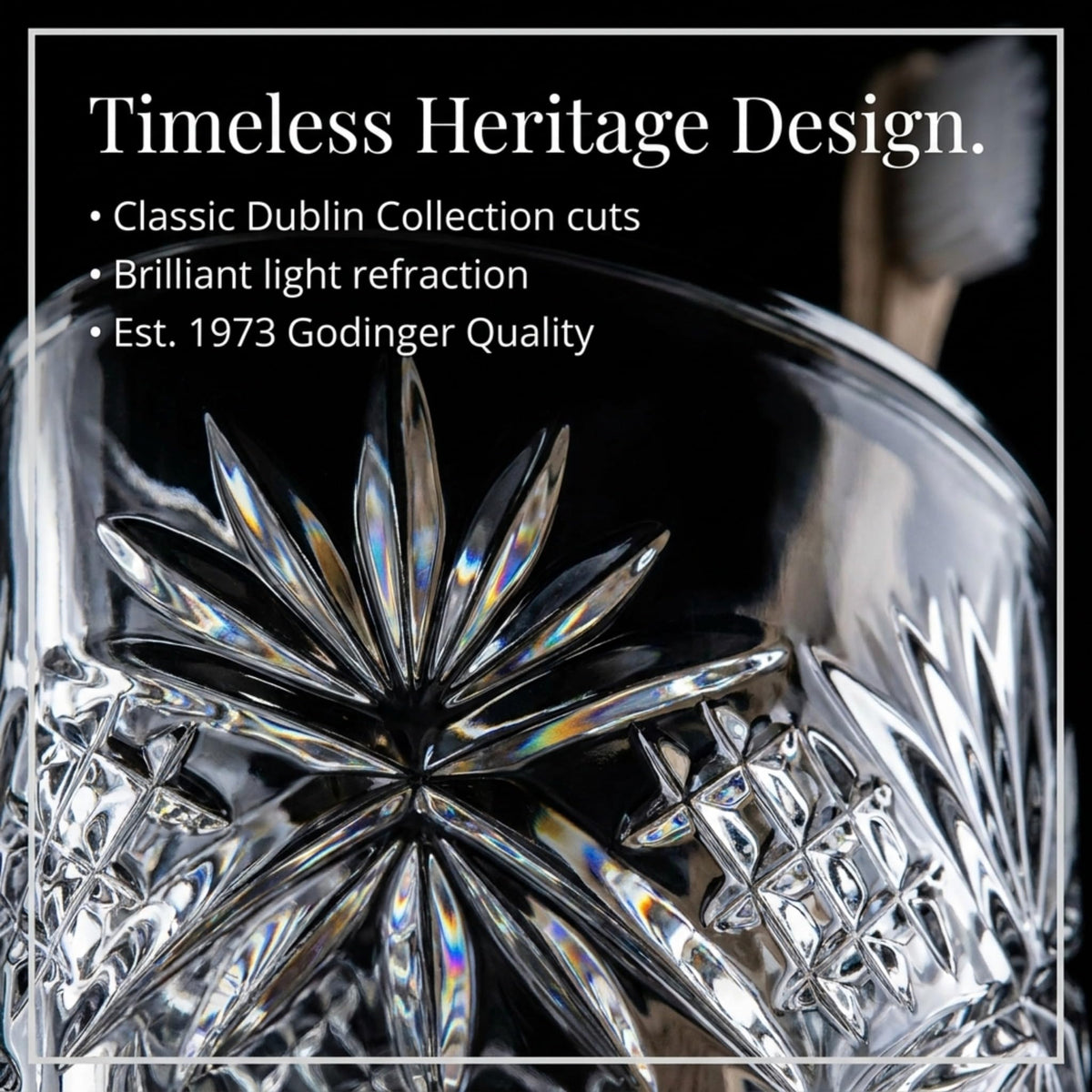 Godinger Crystal Toothbrush Holder, Decorative Countertop Organizer, Bathroom Accessory, Dublin Collection, Decorative Countertop Organizer