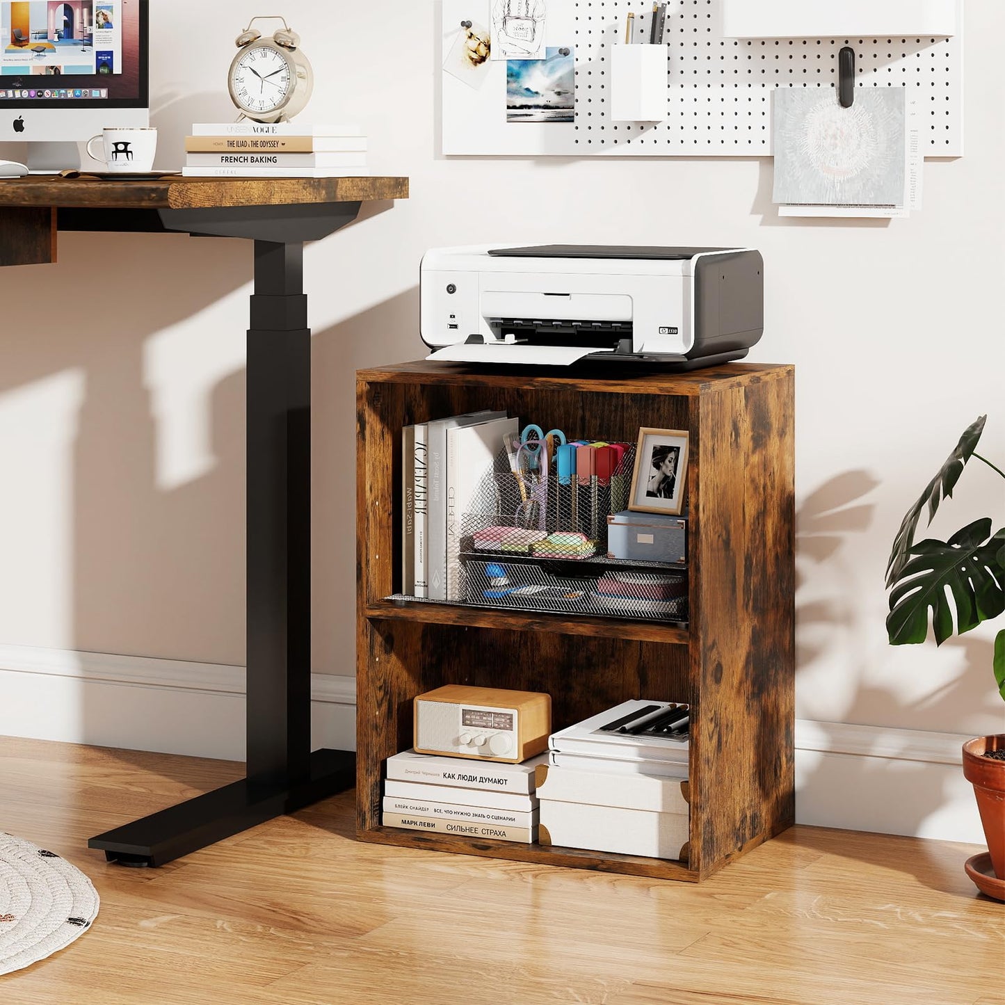 Giantex 2-Cube Bookshelf and Bookcase, 2-Layer Storage Shelf w/Large-Capacity Open Storage Space for Living Room Bedroom Study Office, Multi-Functional Furniture Display Cabinet, Rustic Brown