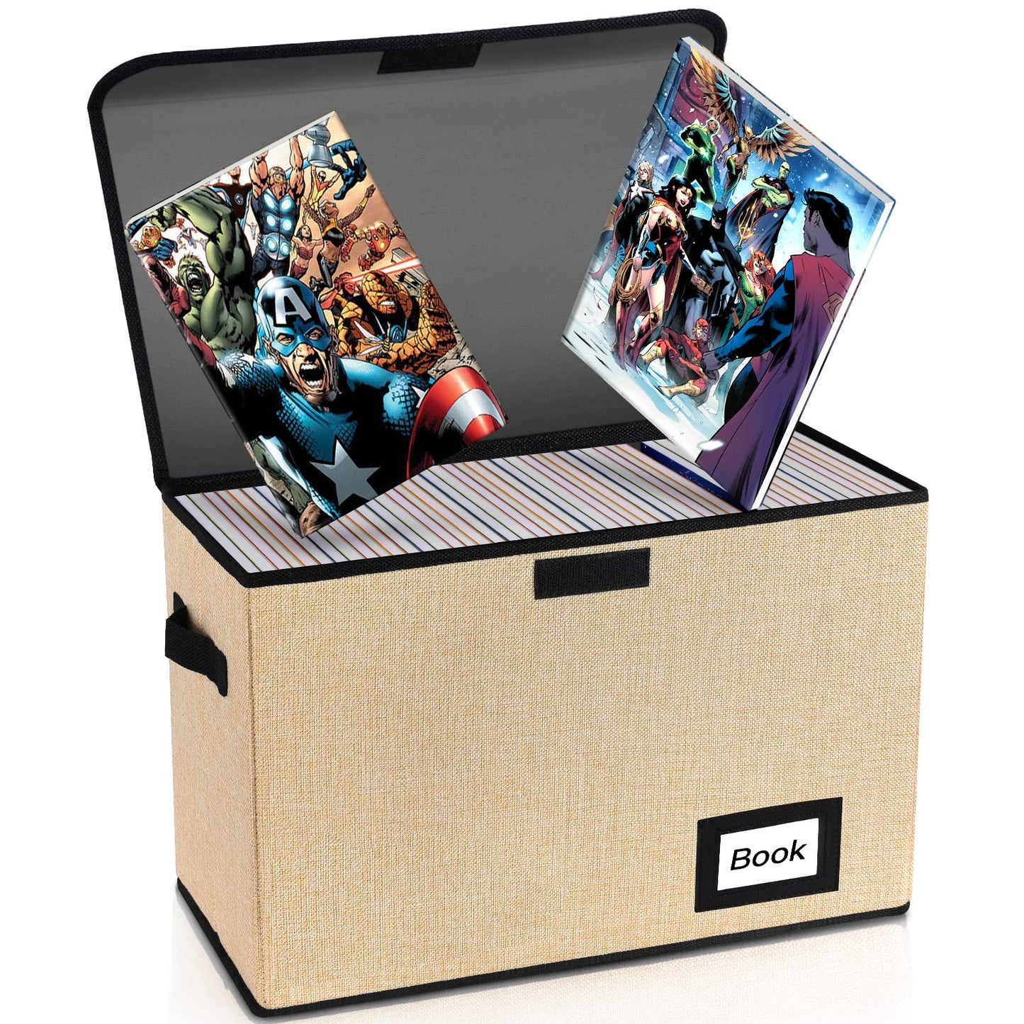 YNSZAS Collection Comic Book Storage Box 15.8" X 7.8" X 11.8", Collapsible Comic Short Box, Holds 160-180 Comic Book, Heavy Duty Bin Container Holder Shelf Protector Organizer (Yellow)