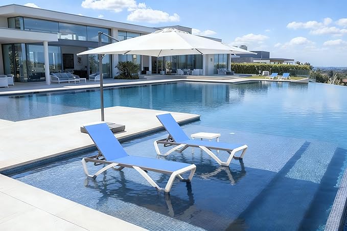 PURPLE LEAF Patio Chaise Lounge Chair Set of 3 Outside Aluminum Plastic