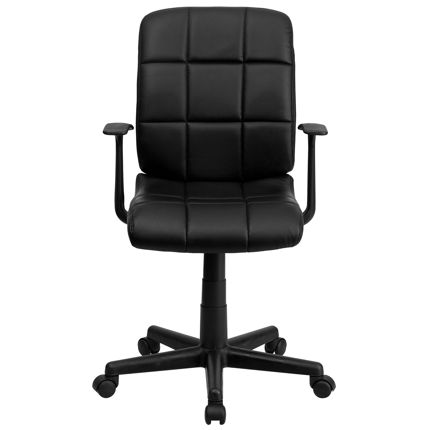 Flash Furniture Clayton Mid-Back Black Quilted Vinyl Swivel Task Office Chair with Arms