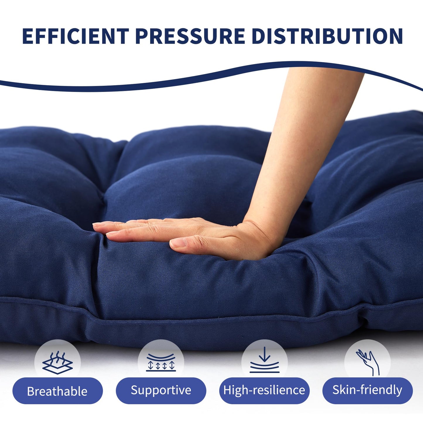 IPYNBAP Outdoor Bench Cushion, 48x18x5 Inch, Water-Resistant Bench Cushion for Outdoor/Indoor Furniture, Patio Bench Seat Cushion, Fade Resistant Outdoor Cushions for Porch Swing Couch, Navy Blue
