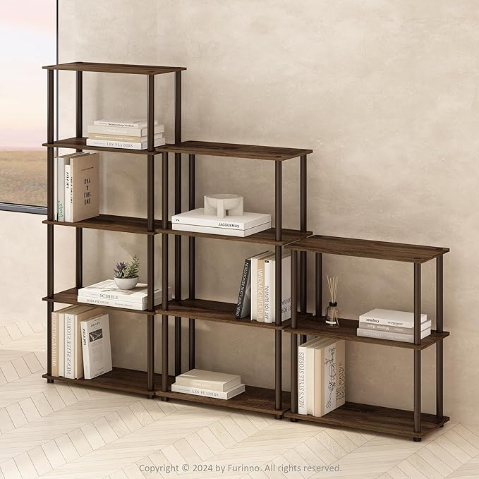 Furinno Turn-N-Tube Book Shelf, 4-Tier Bookshelf, Bookcase
