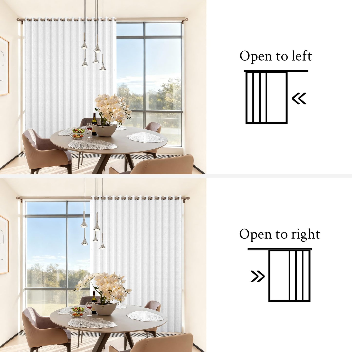 HMYI Fabric Vertical Shades & Blinds, 100% Blackout Door Shades, Window Shade, Vertical Shade for Sliding Doors, 1 Panel, W100 x L84, White