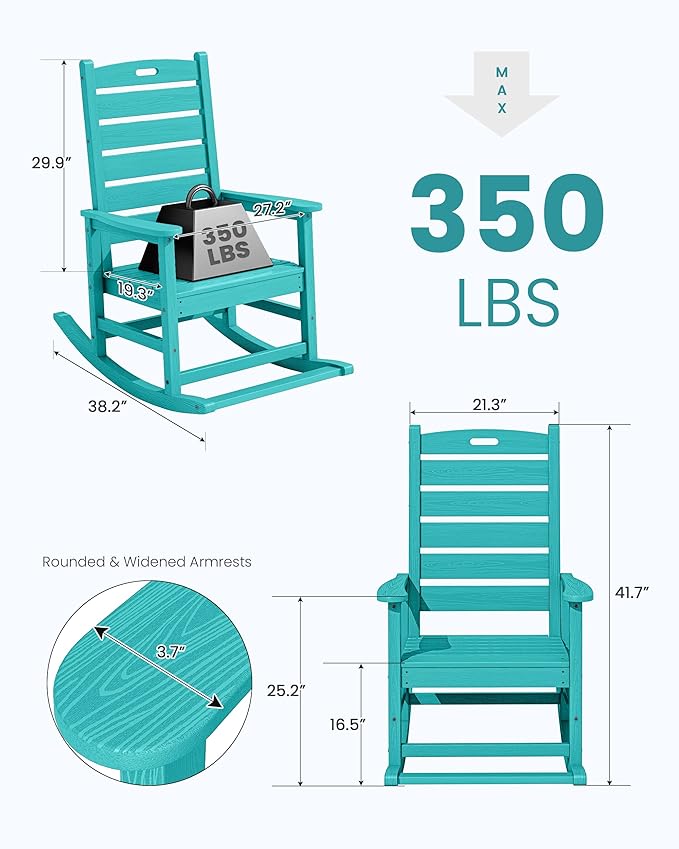 SERWALL Outdoor Rocking Chair, Oversized Rocking Chair