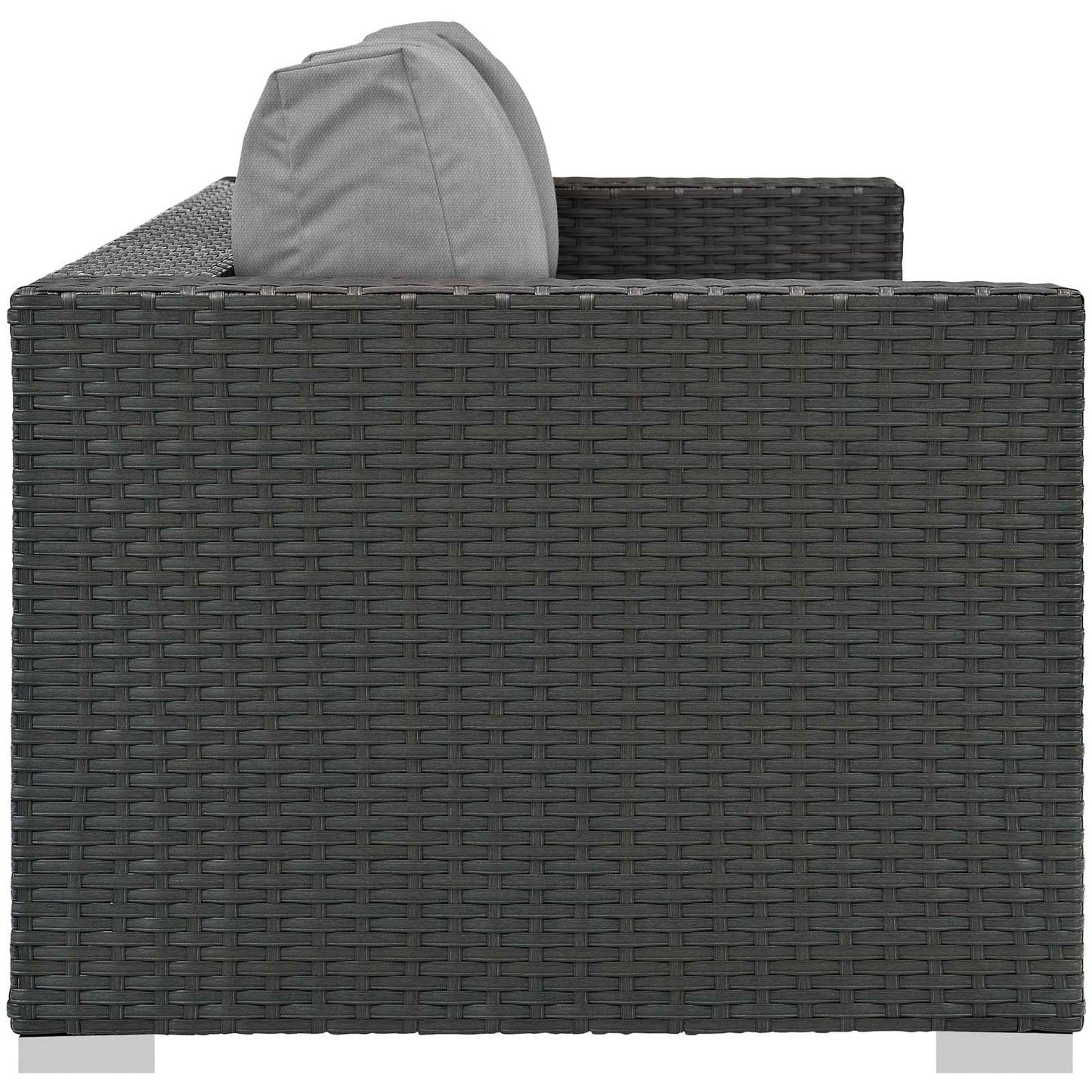 Modway EEI-1860 Sojourn Wicker Rattan Outdoor Patio Sunbrella Fabric Sofa in Canvas Gray