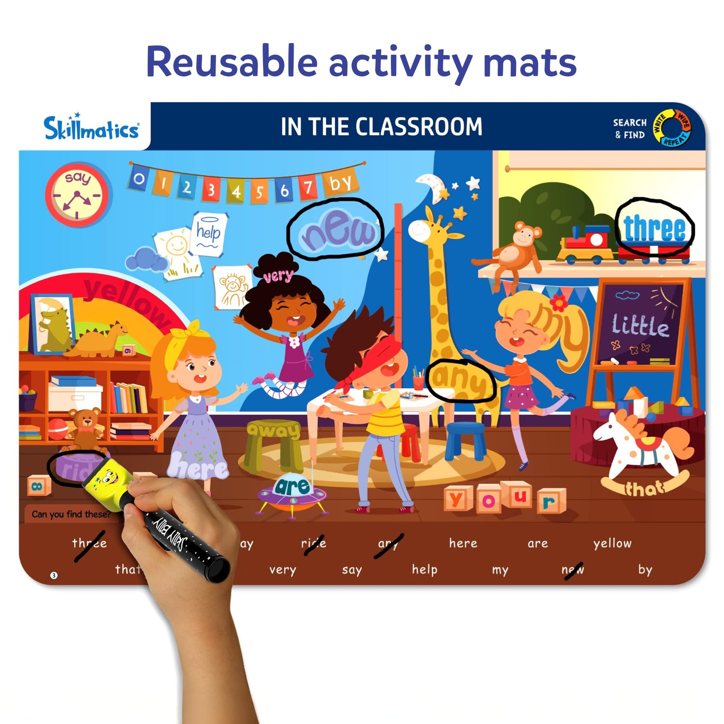 Skillmatics Search and Find Sight Words Educational Game - Reusable Preschool Learning Activities, Perfect for Toddlers & Kids Who Love Toys, Builds Vocabulary, Gifts for Ages 4, 5, 6, 7