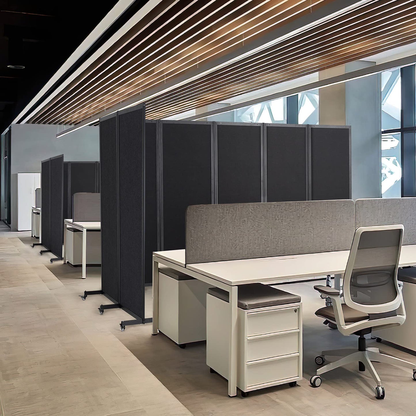Strongbird Room Partition,Office Divider,Portable Commercial Screen Dividers,Privacy Partition Separator,Classroom School Dividers, 12'7"L* 6'7"H,6 Panel,Black
