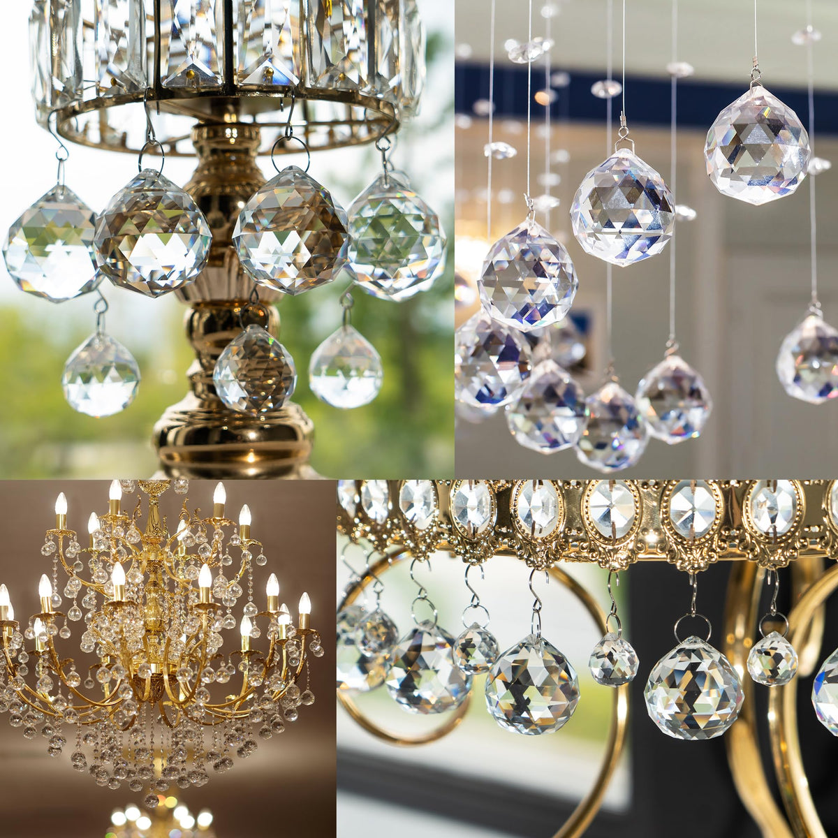 LOULIQIGIFT 13pcs Clear Crystal Ball Hanging Ornaments for Window Chandelier Parts 2026 Hanging Prisms for Birthday Wedding Mother's Day Decorations (20mm/30mm/40mm)