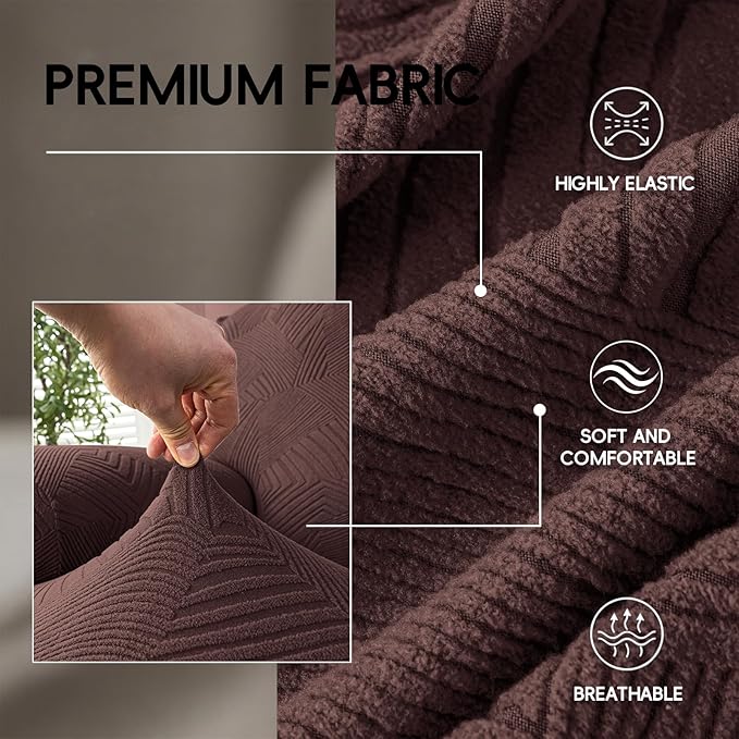 5-Piece Recliner Sofa Covers, Stretch Geometric Strokes Jacquard Recliner Sofa