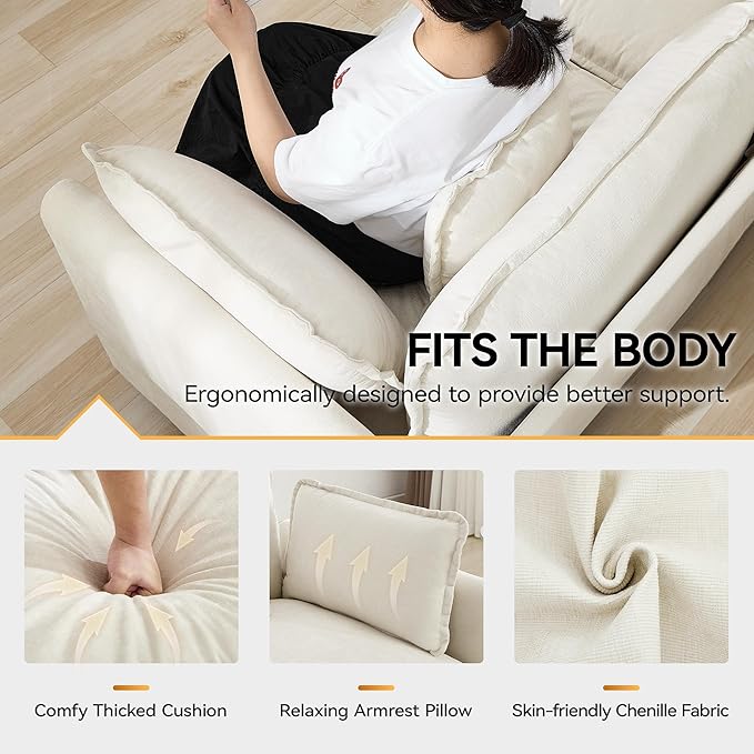 111'' Sectional Cloud Deep Seat Couch, Modern Comfy Chenille Modular Sectional